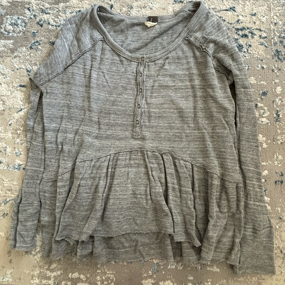 Free people waffle knit peplum top